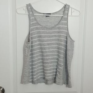 Vince Gray Striped Linen Tank Top